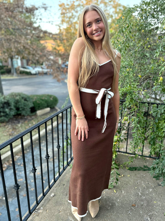 Brown Fit & Flare Midi