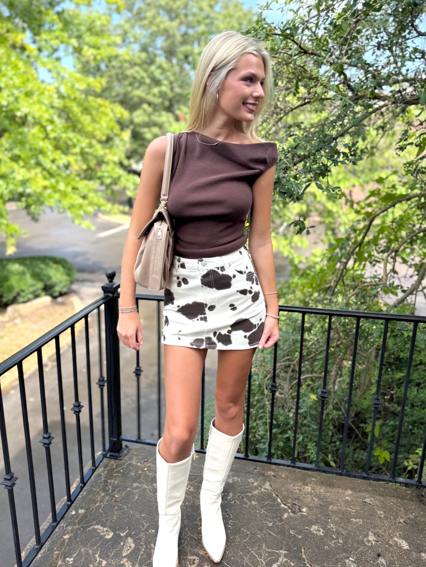 Cow Print Mini Skirt