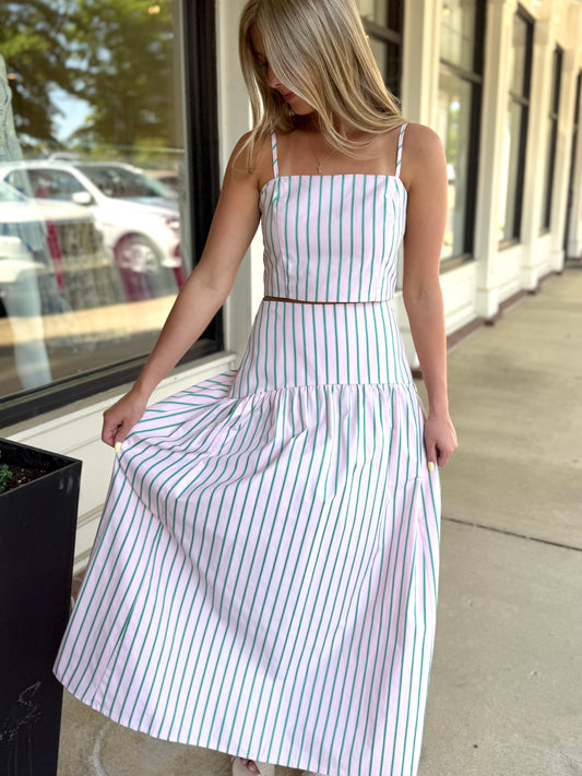 Pink/Green Stripe Skirt