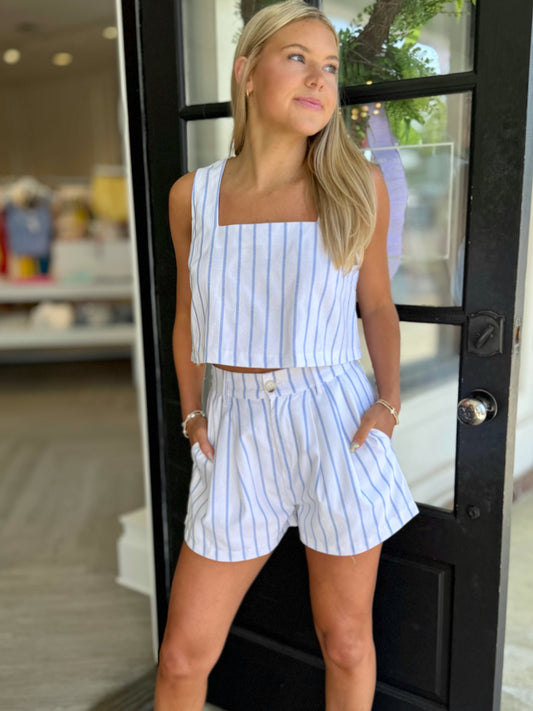 Off White Stripe Crop Top