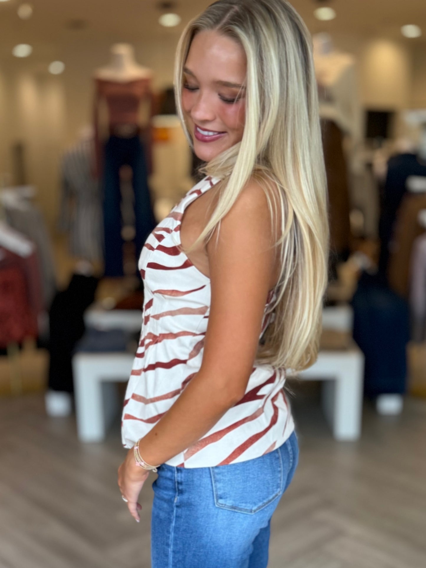 Zebra Stripe Halter Vest