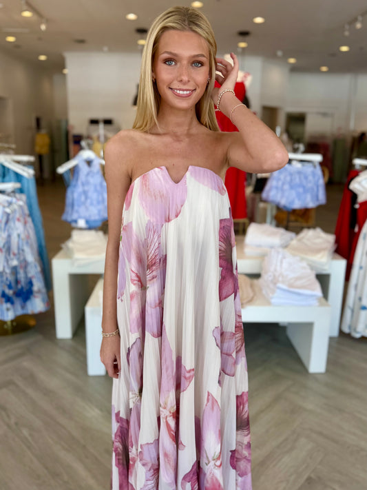 Laelia Orchid Pleated Maxi