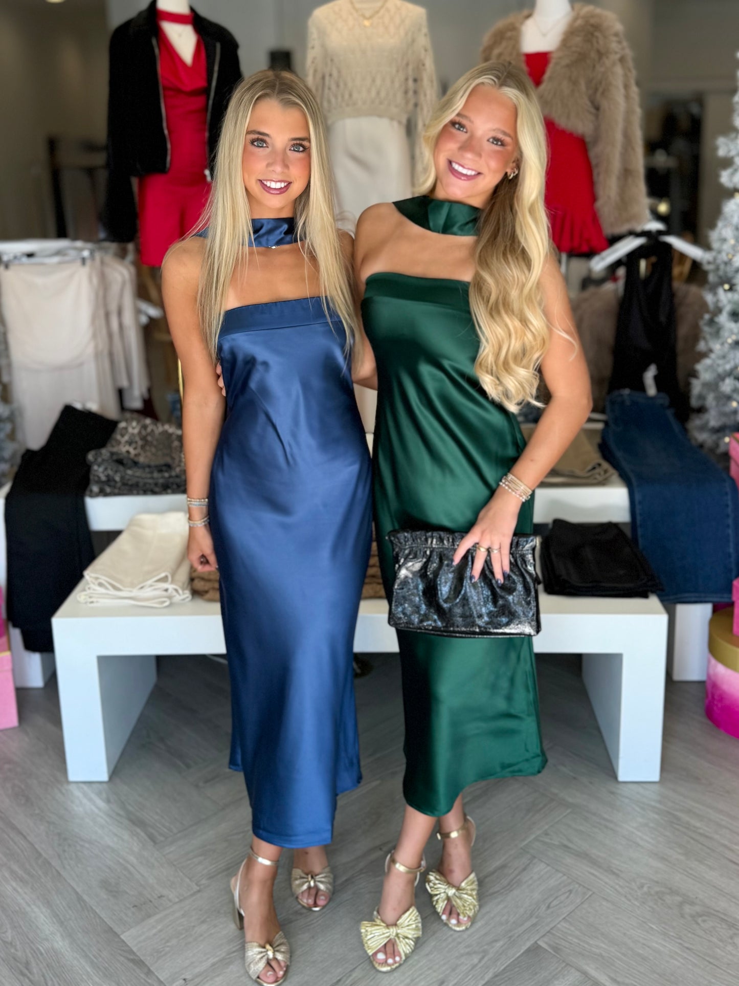 Blue Scarf Satin Midi