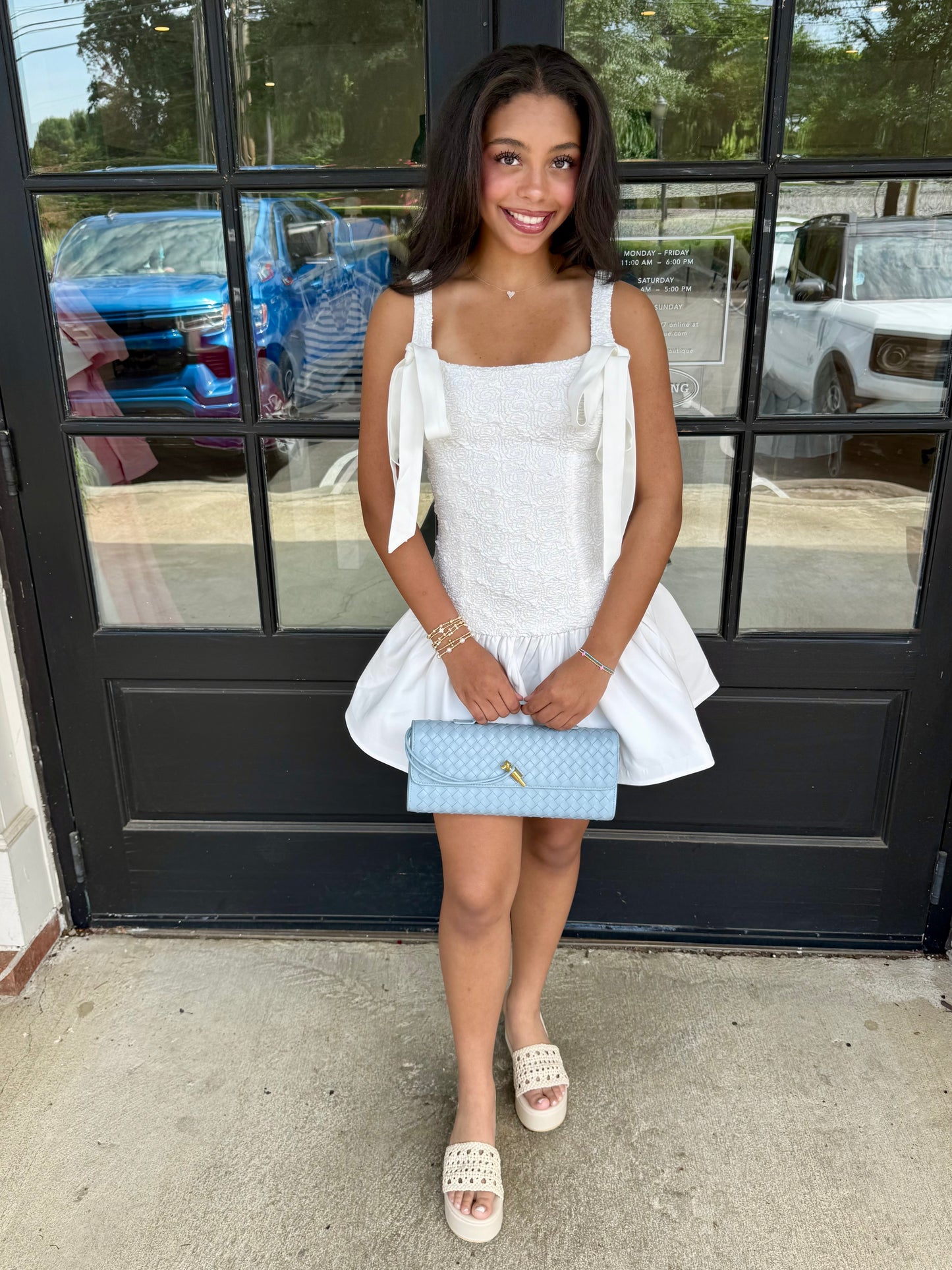 White Smocked Bow Mini