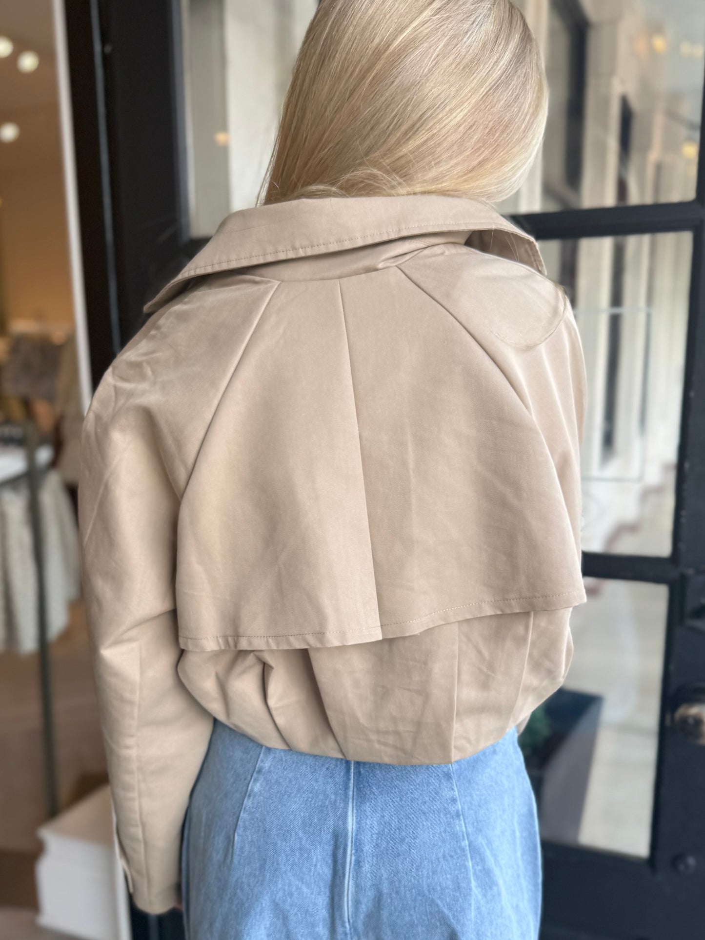 Taupe Pleated Trench Jacket