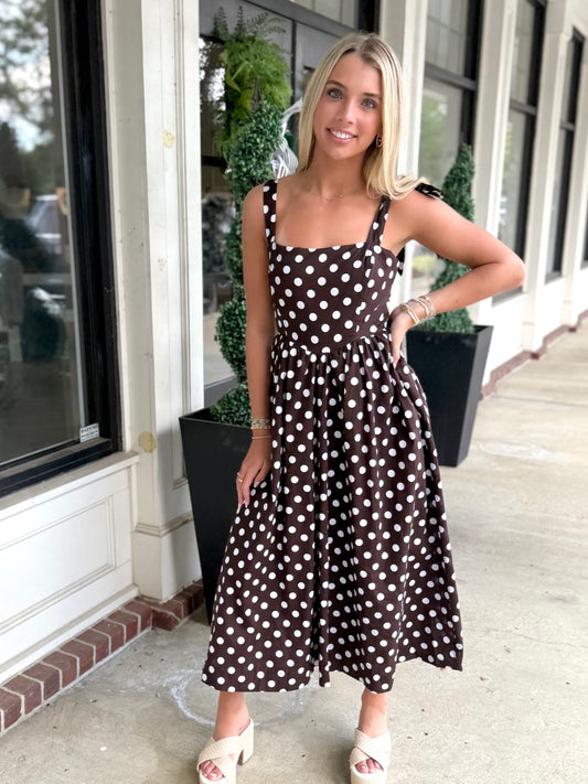 Brown Polka Dot Tie Midi