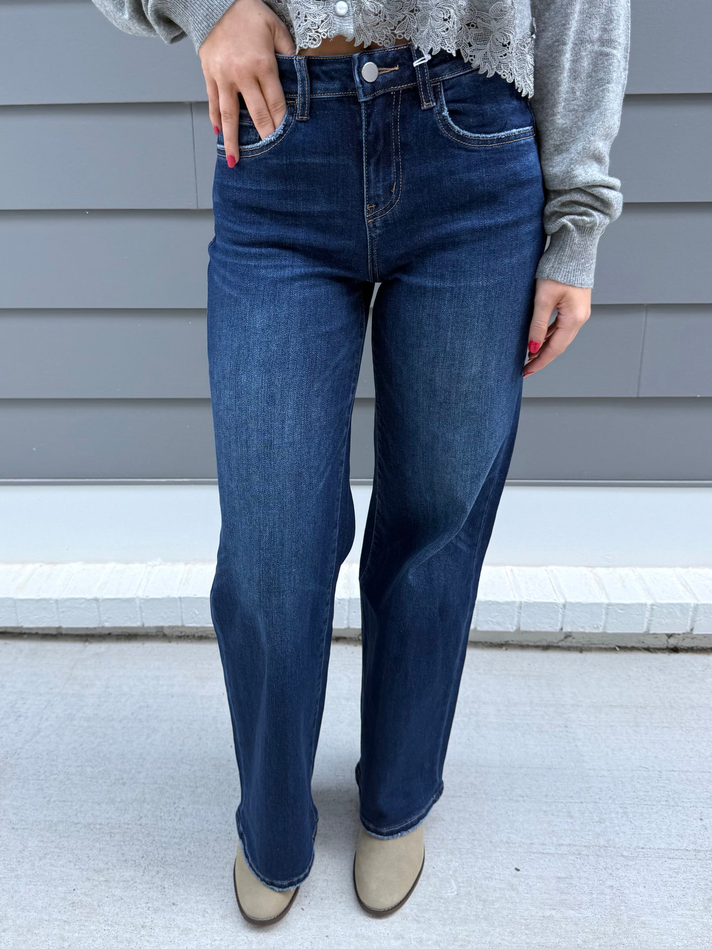 Flying High Rise Wide Leg Jean