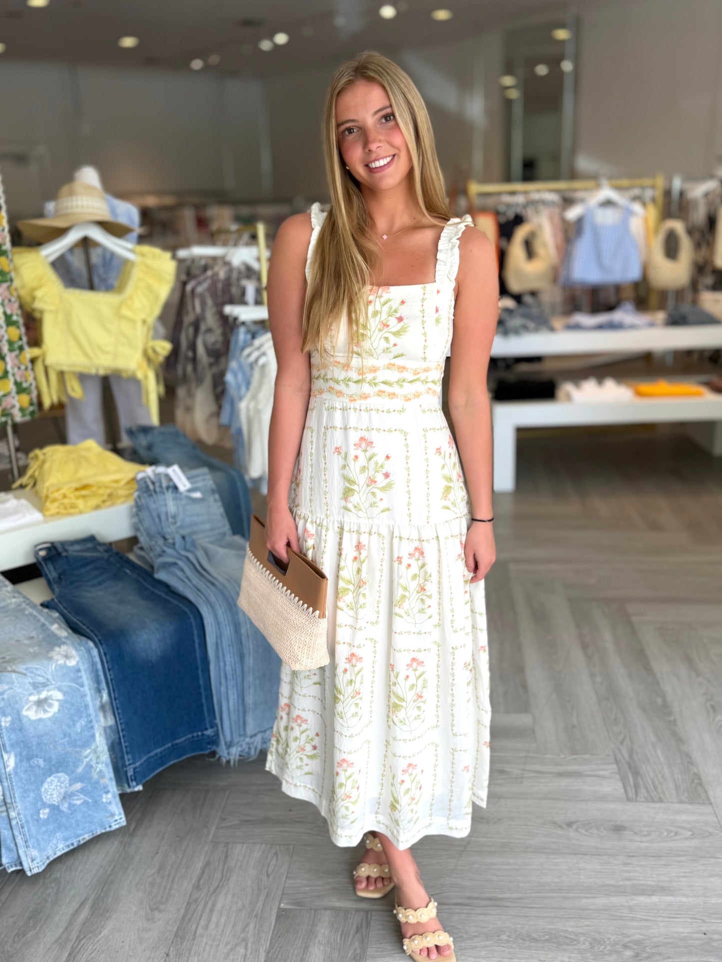 Floral Drop Waist Midi Dress