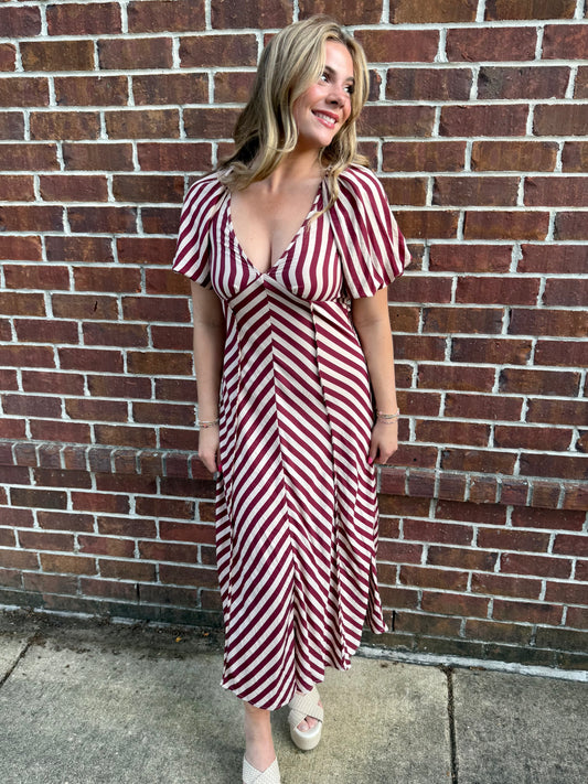 Zig Zag Burgundy Stripe Maxi