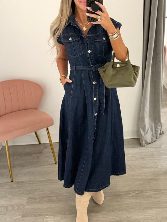 Dk. Denim S/S Belted Maxi