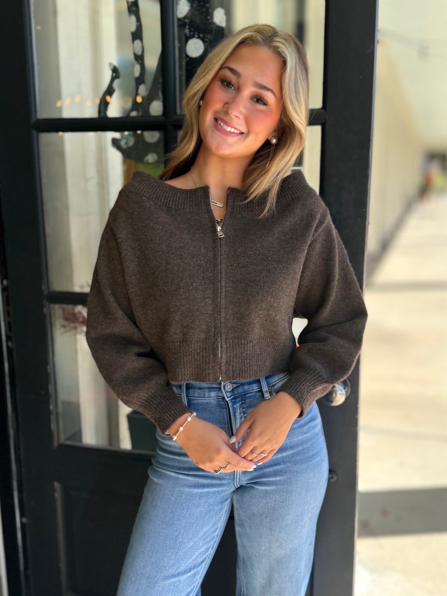 Brown Ribbed O/S Cardigan