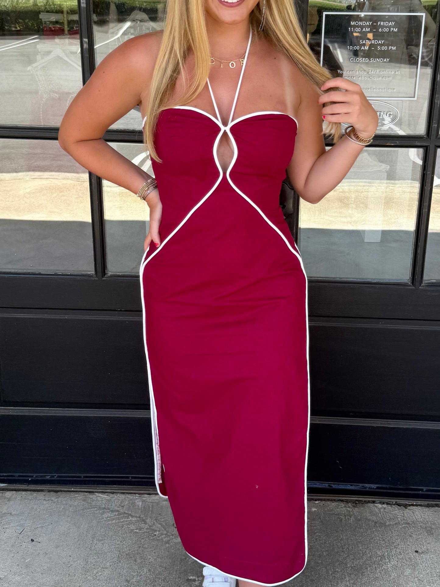 Contrast Piping Slit Midi (5 colors)