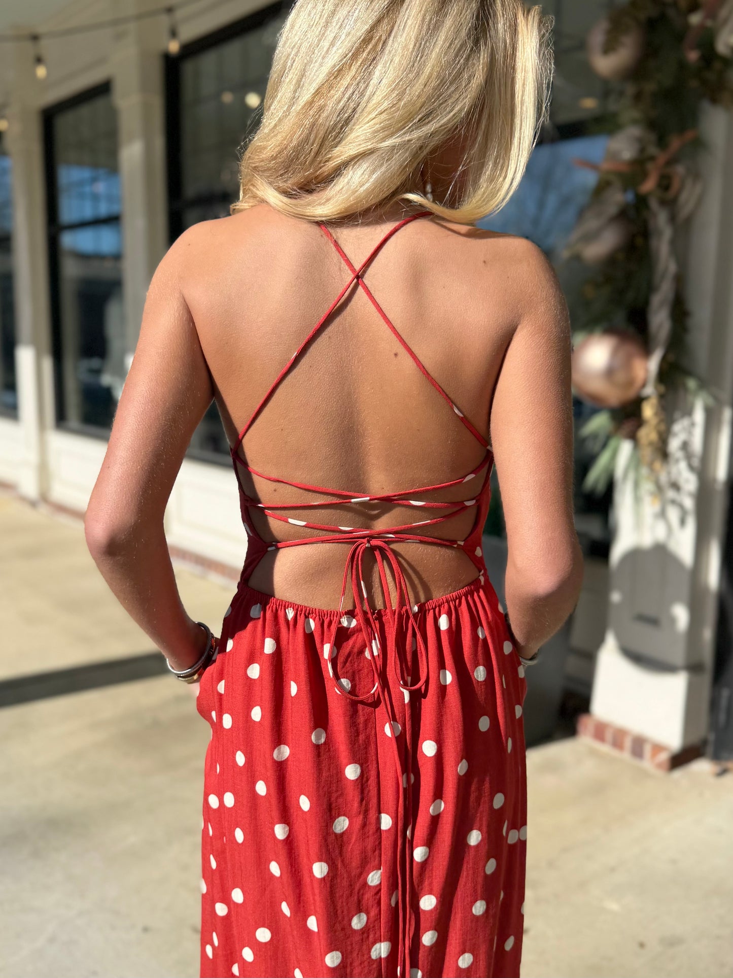 Red Polka Dot Openback Maxi