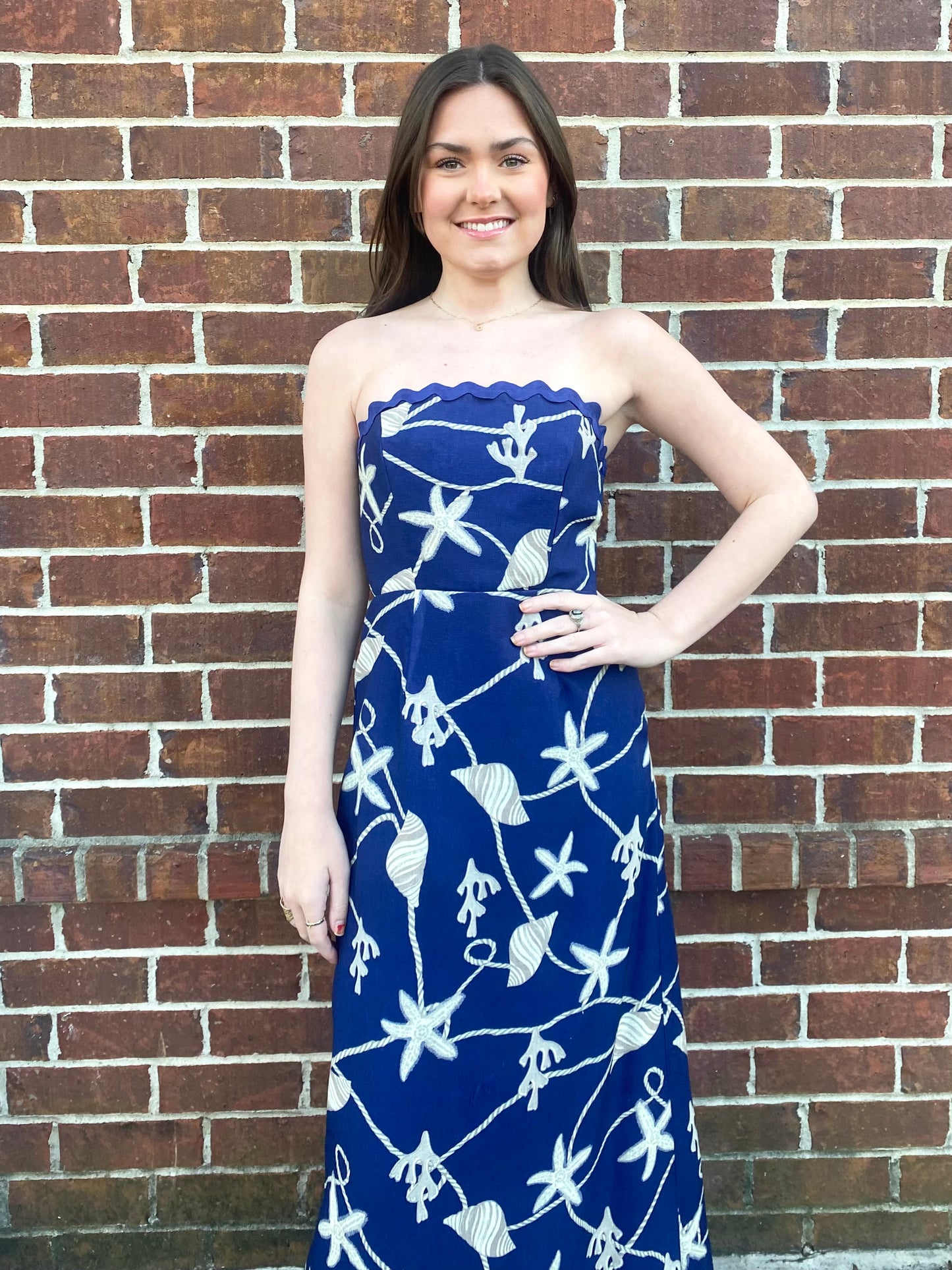 Navy Rick Rack Rope Dress