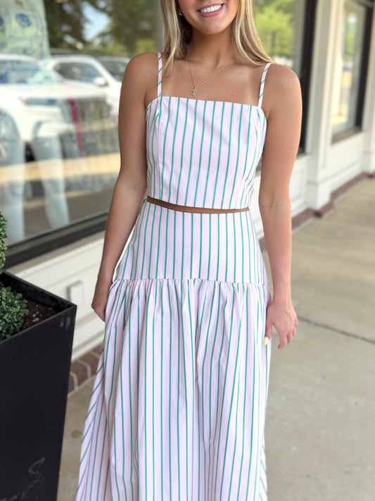 Pink/Green Stripe Skirt