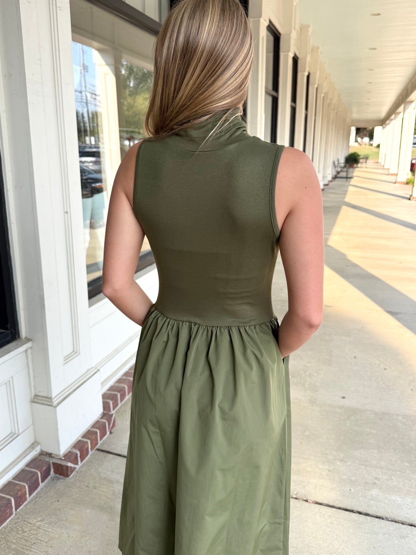 Olive Mixed Media Maxi Dress