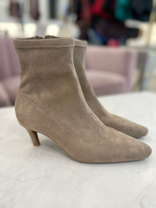 Oat Suede Kitten Heel Bootie