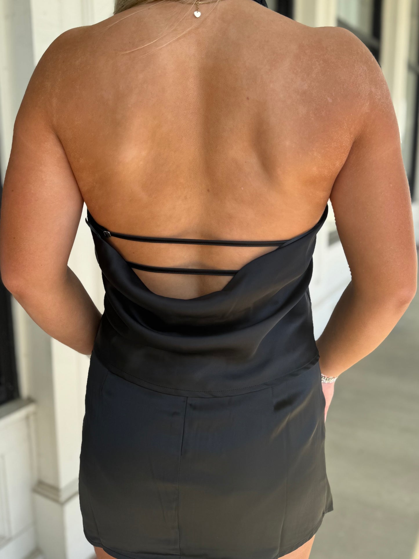 Satin Gold Applique Halter