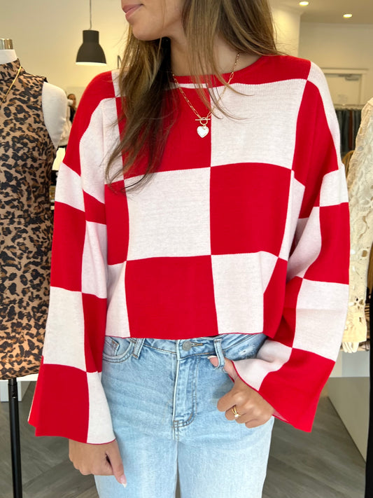 Red Checkered L/S Top