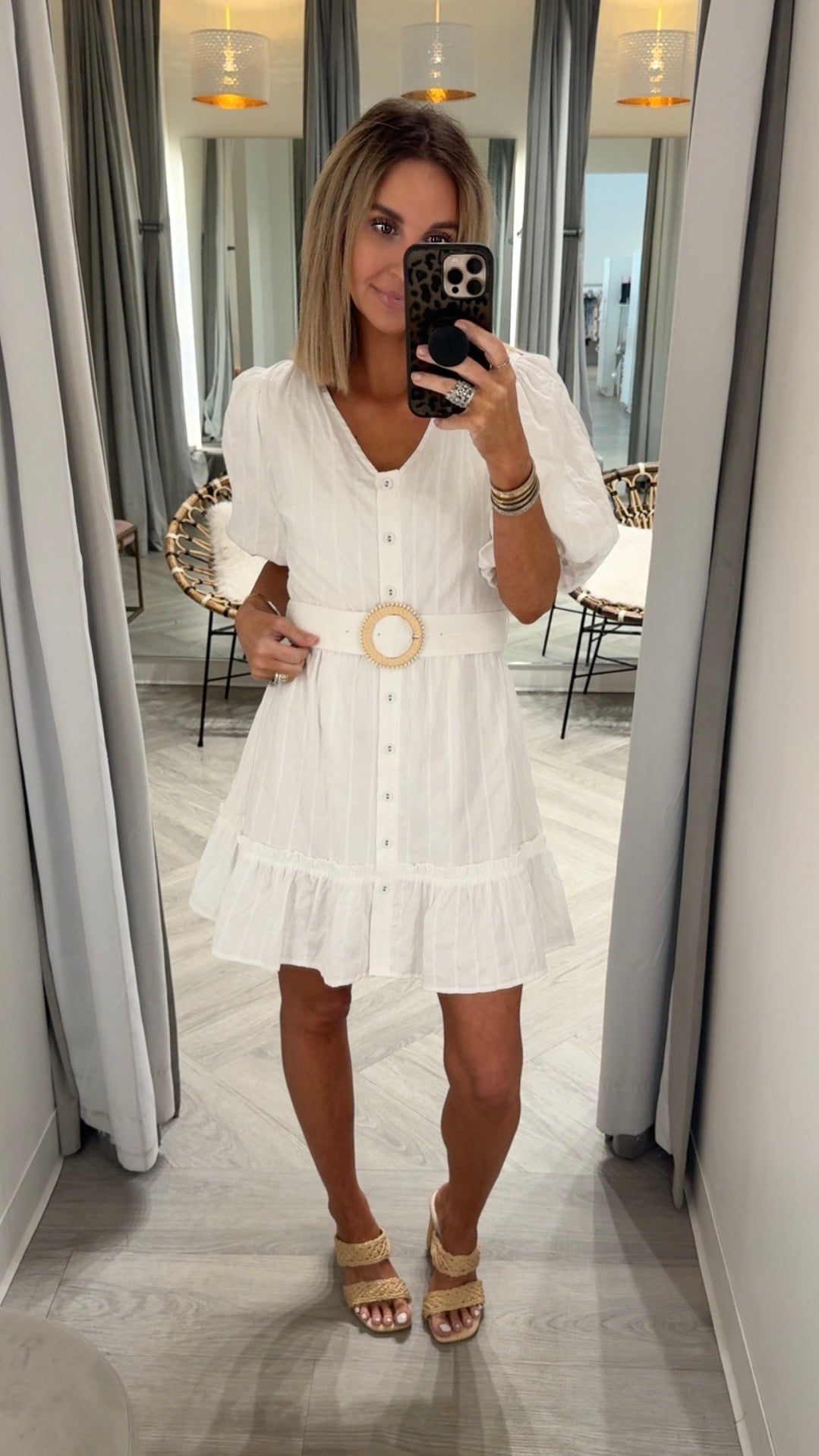 White Belted Bubble Dress