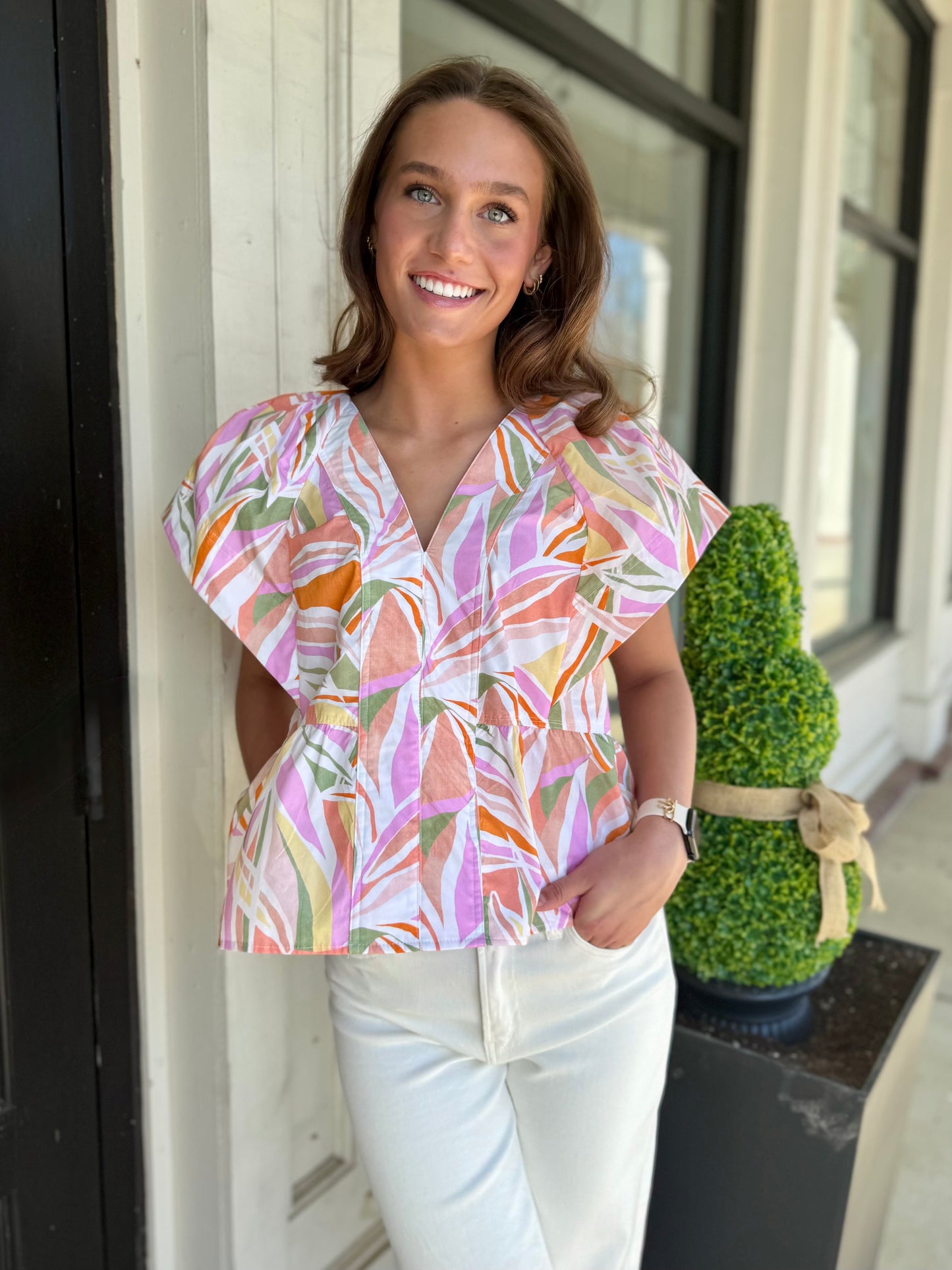 Tropical Poplin Top