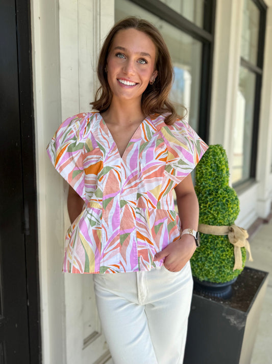 Tropical Poplin Top