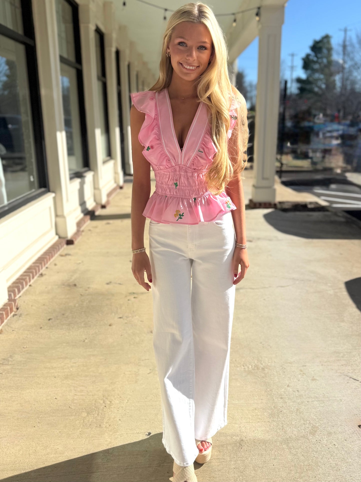 Pink Flower Bouquet Top