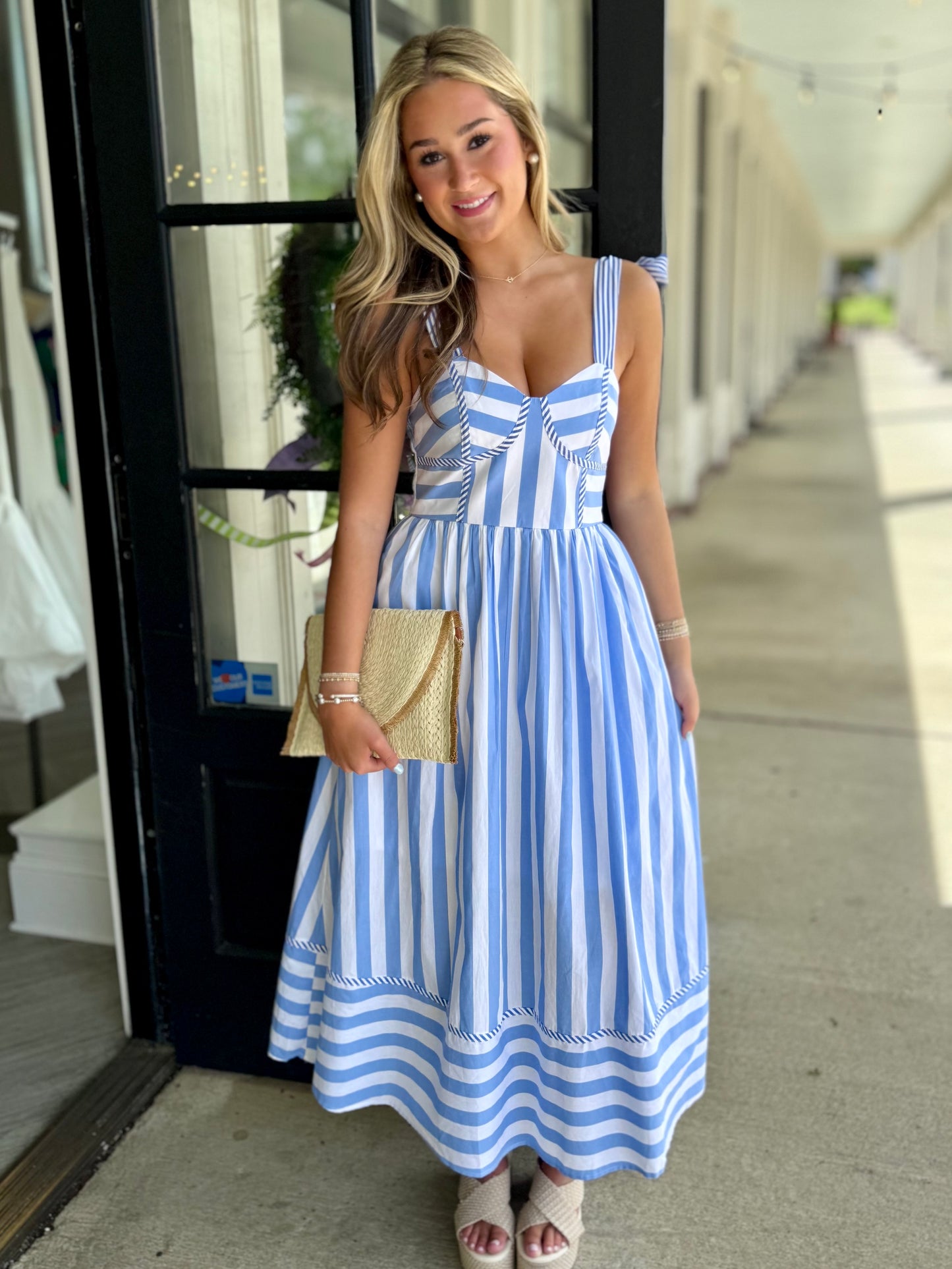 Corset Striped Midi