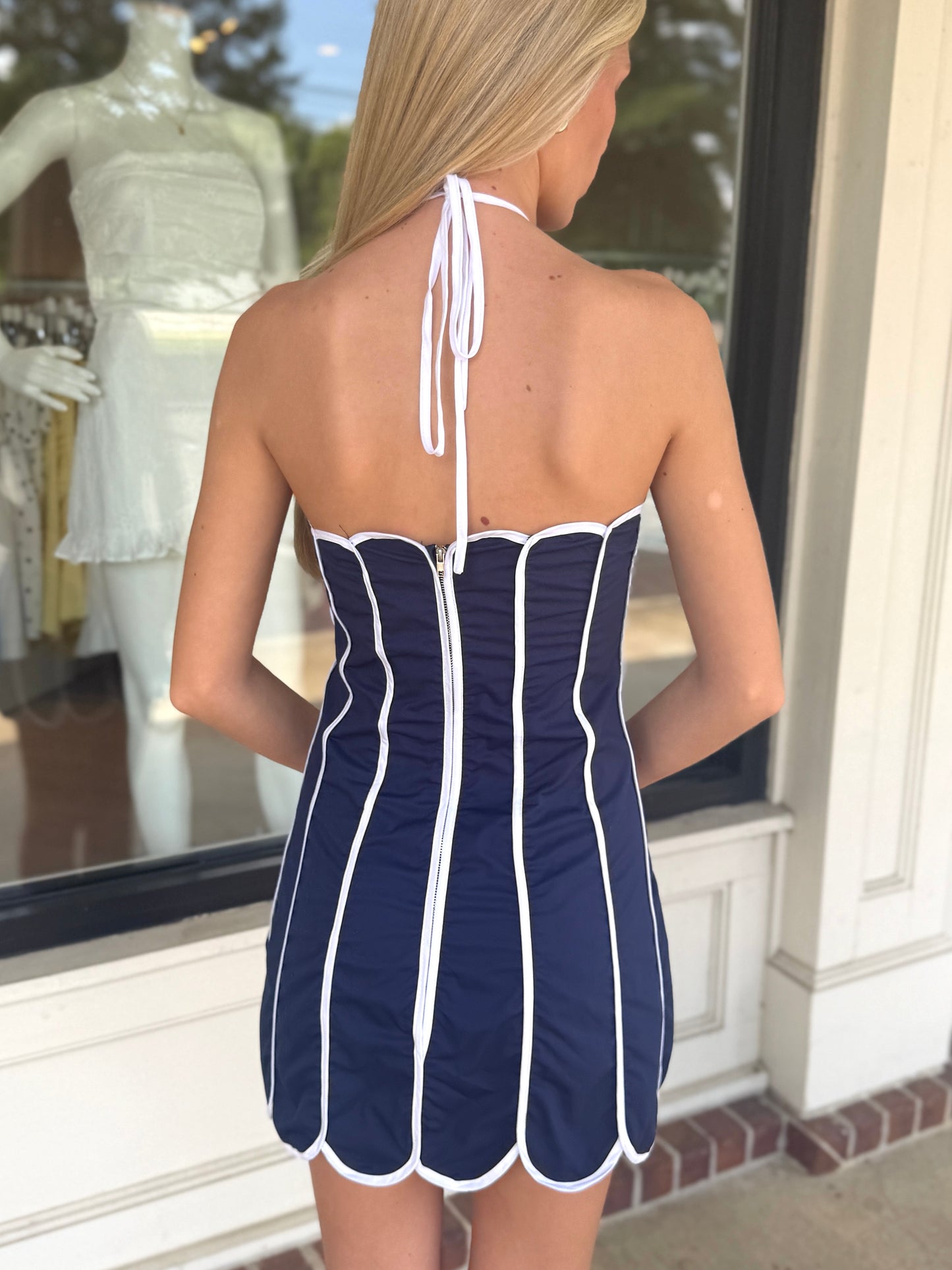 Navy/White Scalloped Mini