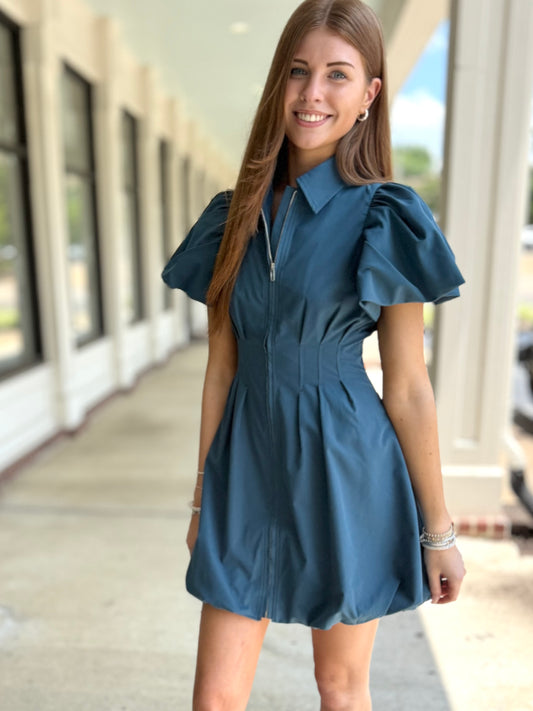 Zip Puff Bubble Dress