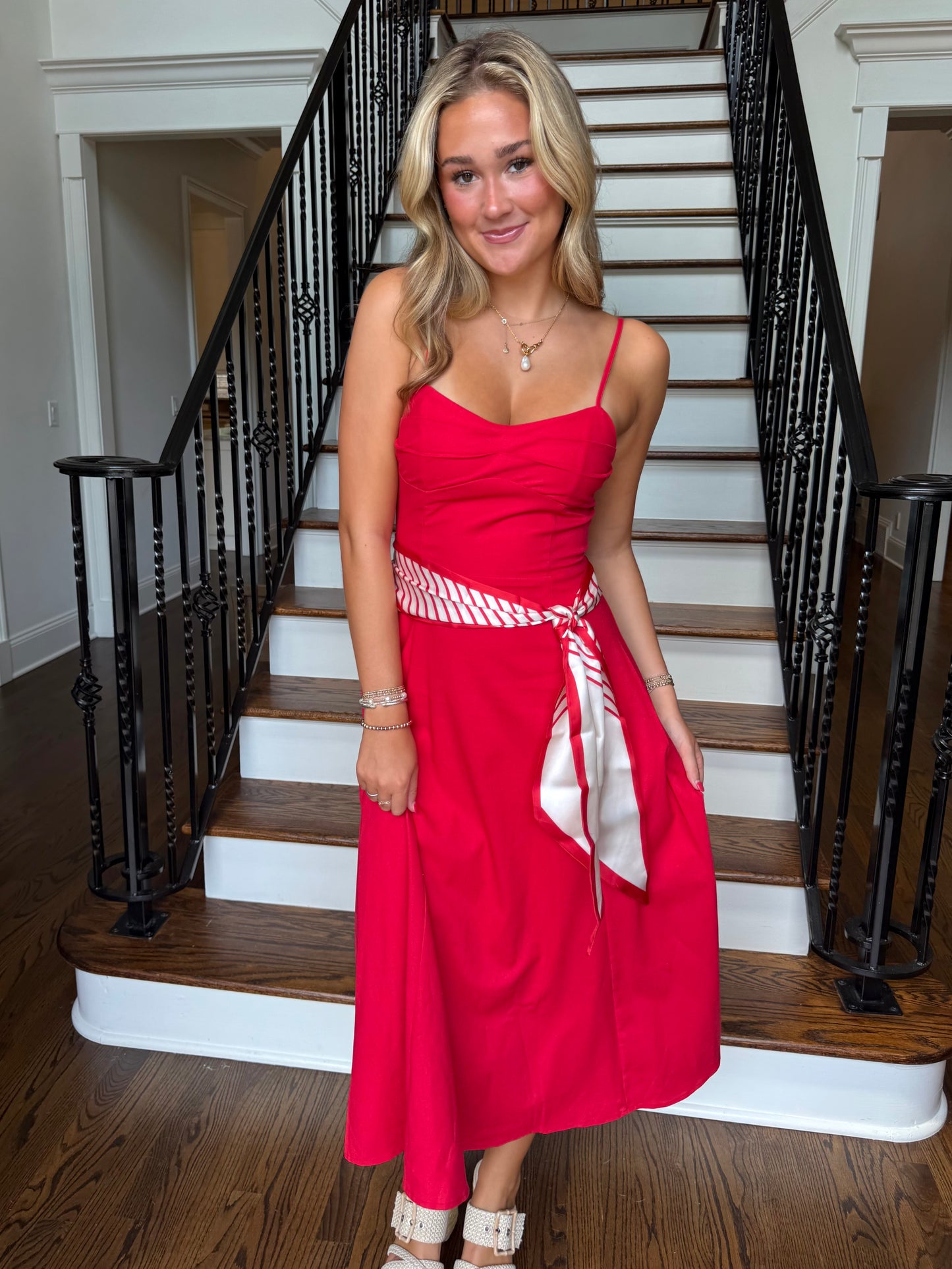 Red Sweetheart Scarf Midi