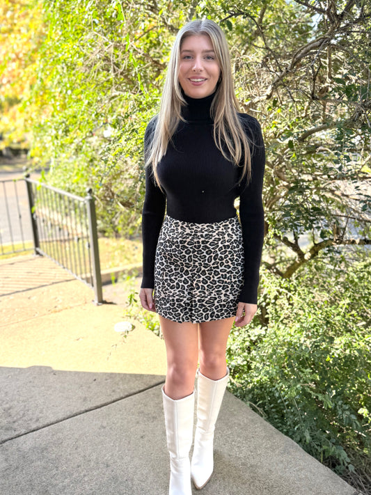 Leopard Pleated Mini Skort