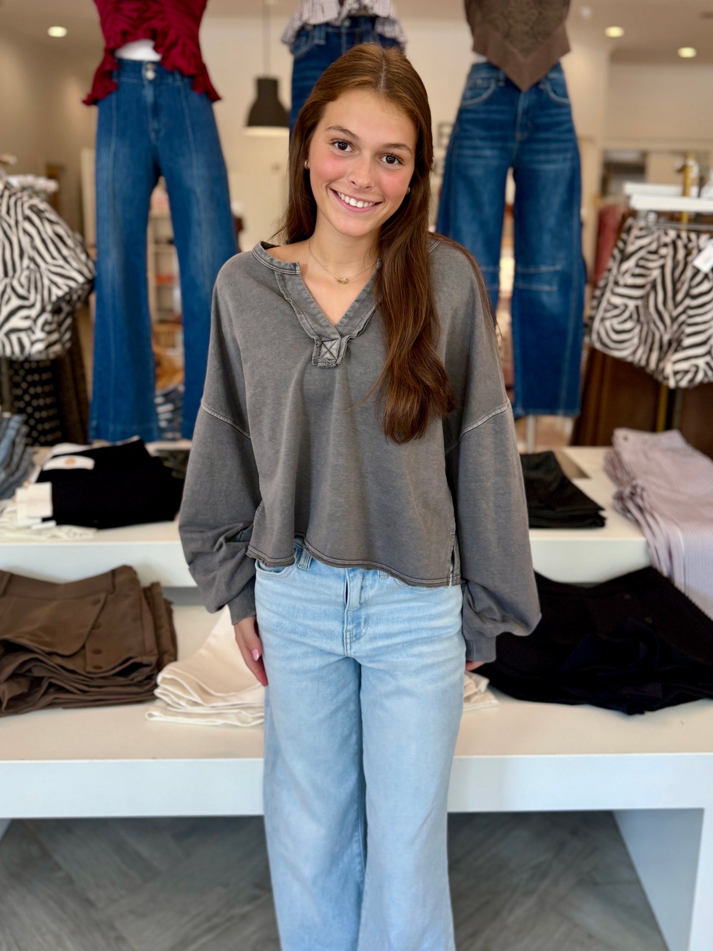 Notch Neck Knit Top