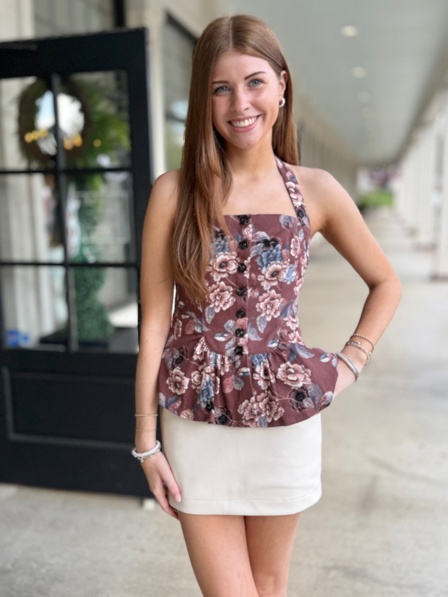 Rustwood Rose Peplum Button Cami