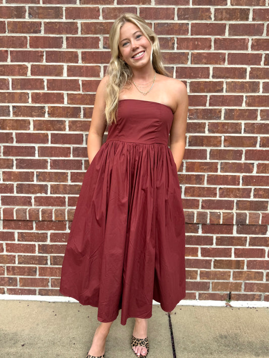 Maroon Corset Tool Midi