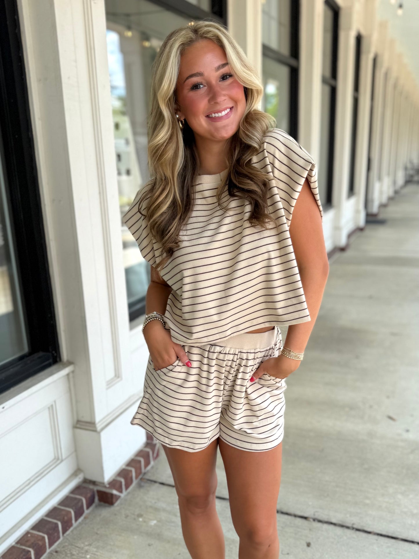 Espresso Stripe Lounge Shorts