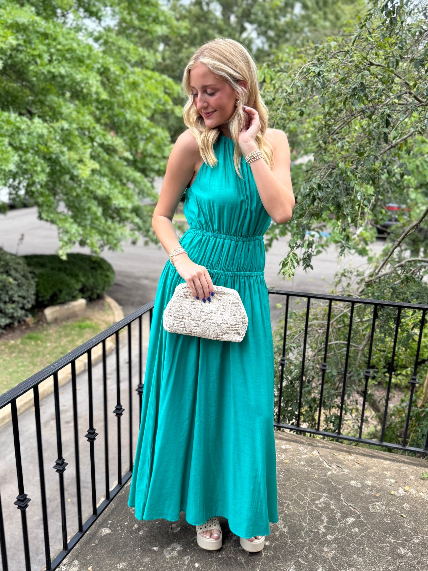 Teal Elastic Waist Maxi