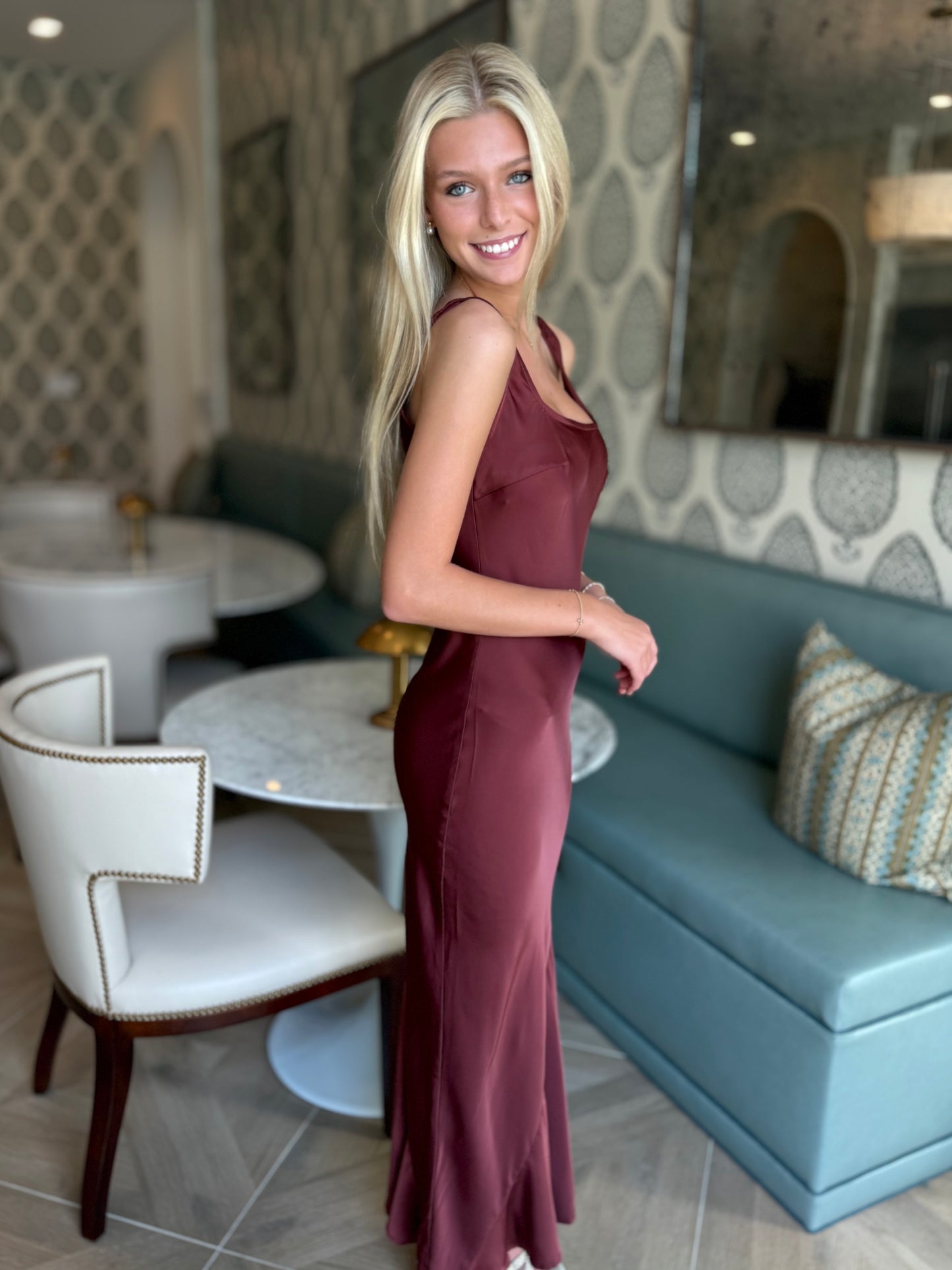 Sangria Silky Bias Dress