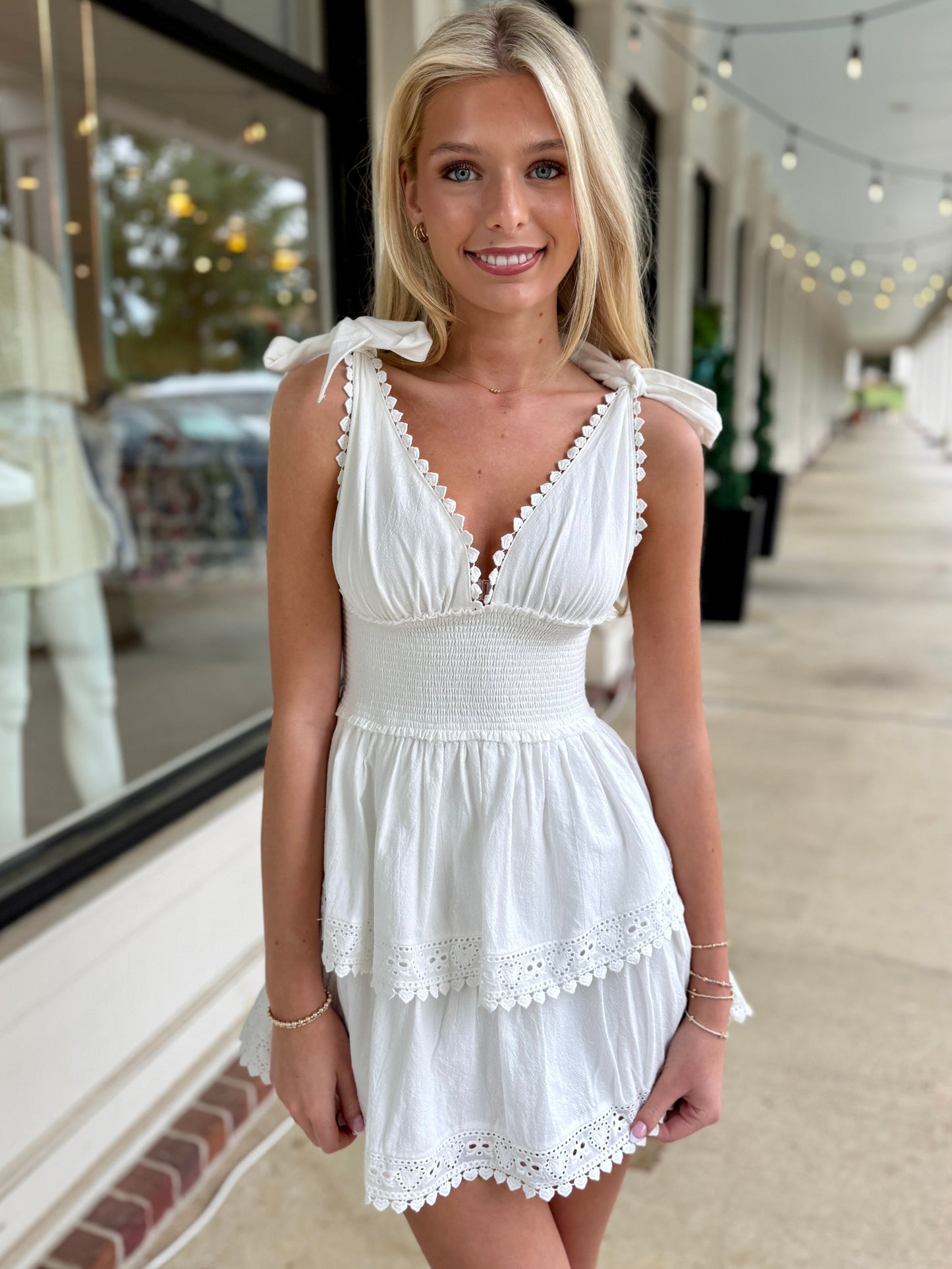 Tie Strap Layered Lace Mini