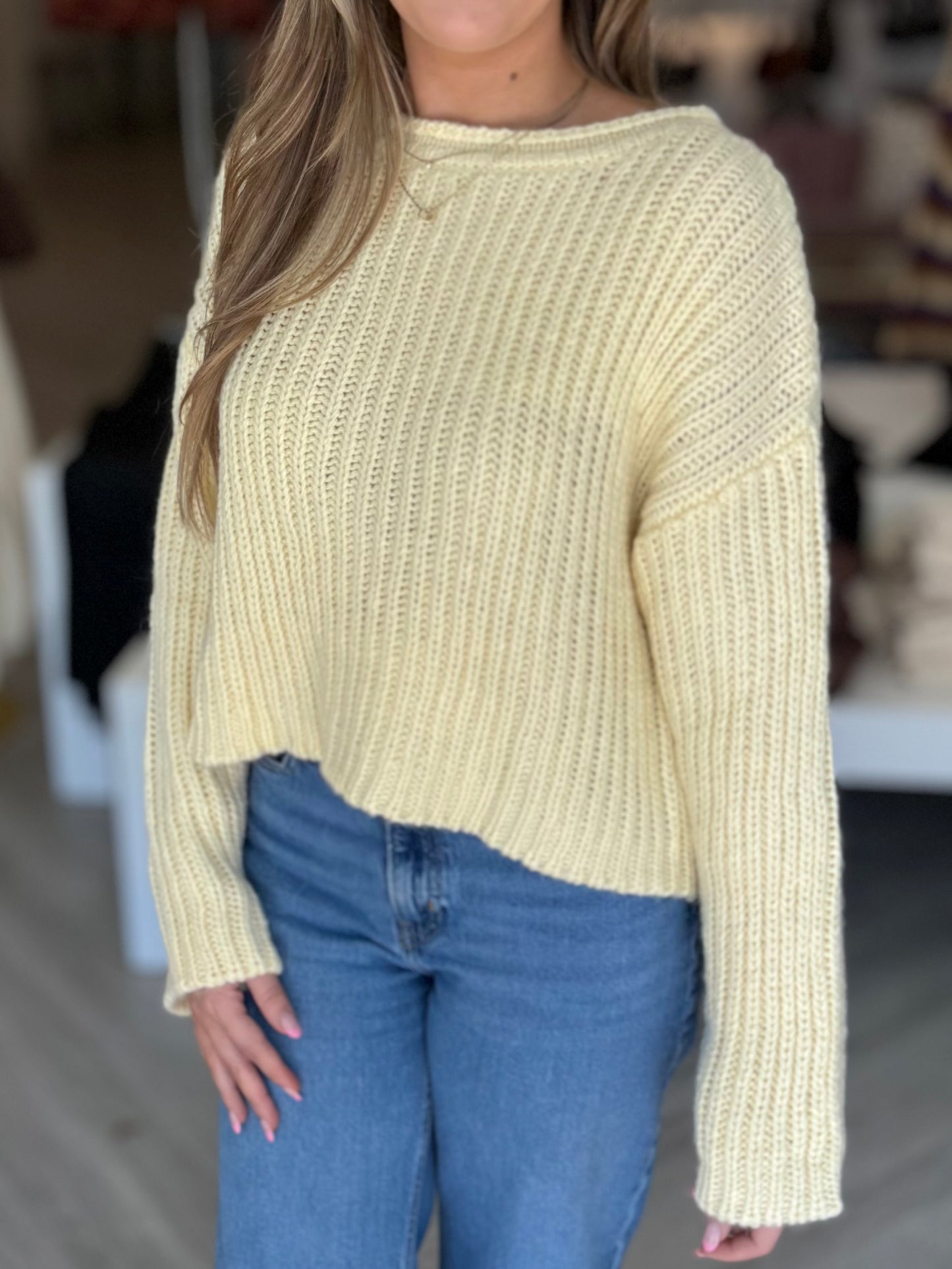 Yellow Chunky Crop Sweater