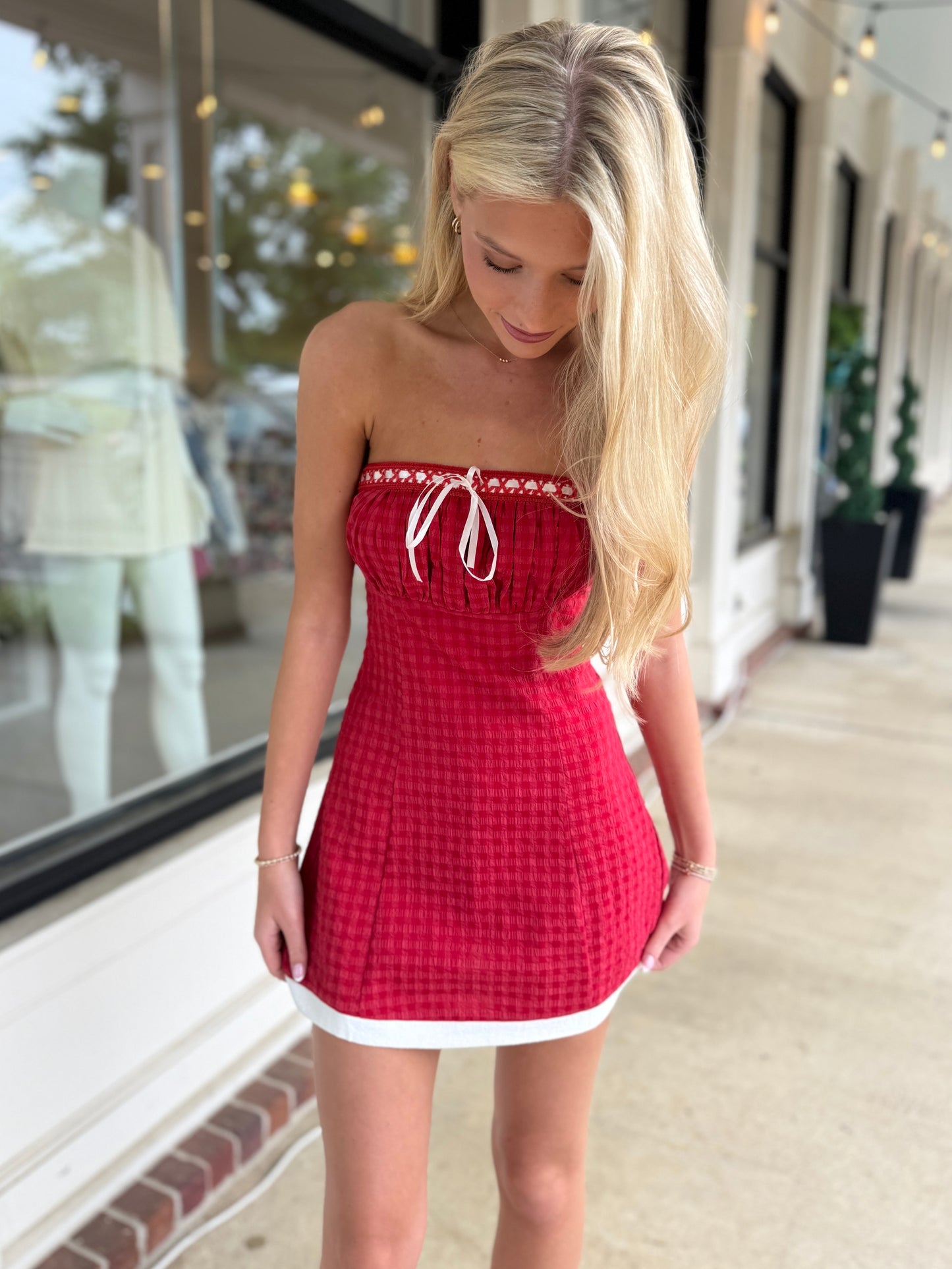 Strapless Ribbon Trim Mini