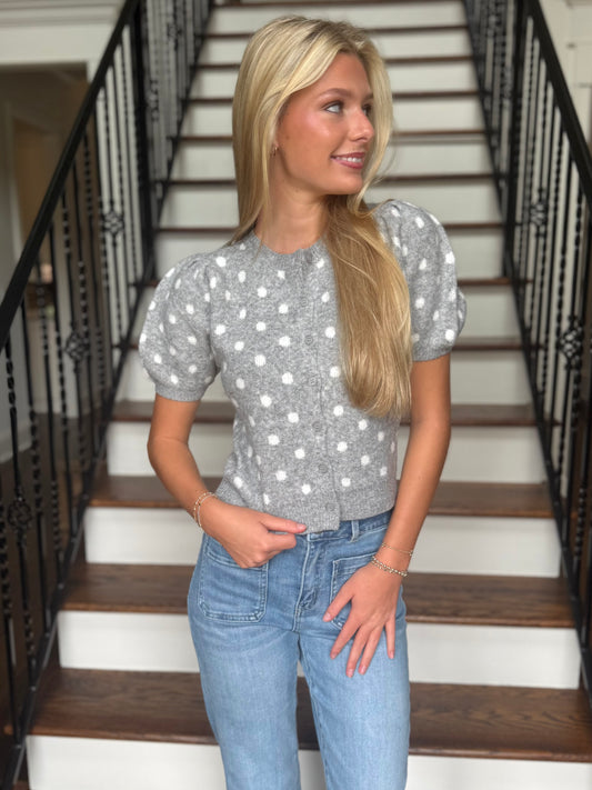 Puff S/S Dot Cardigan