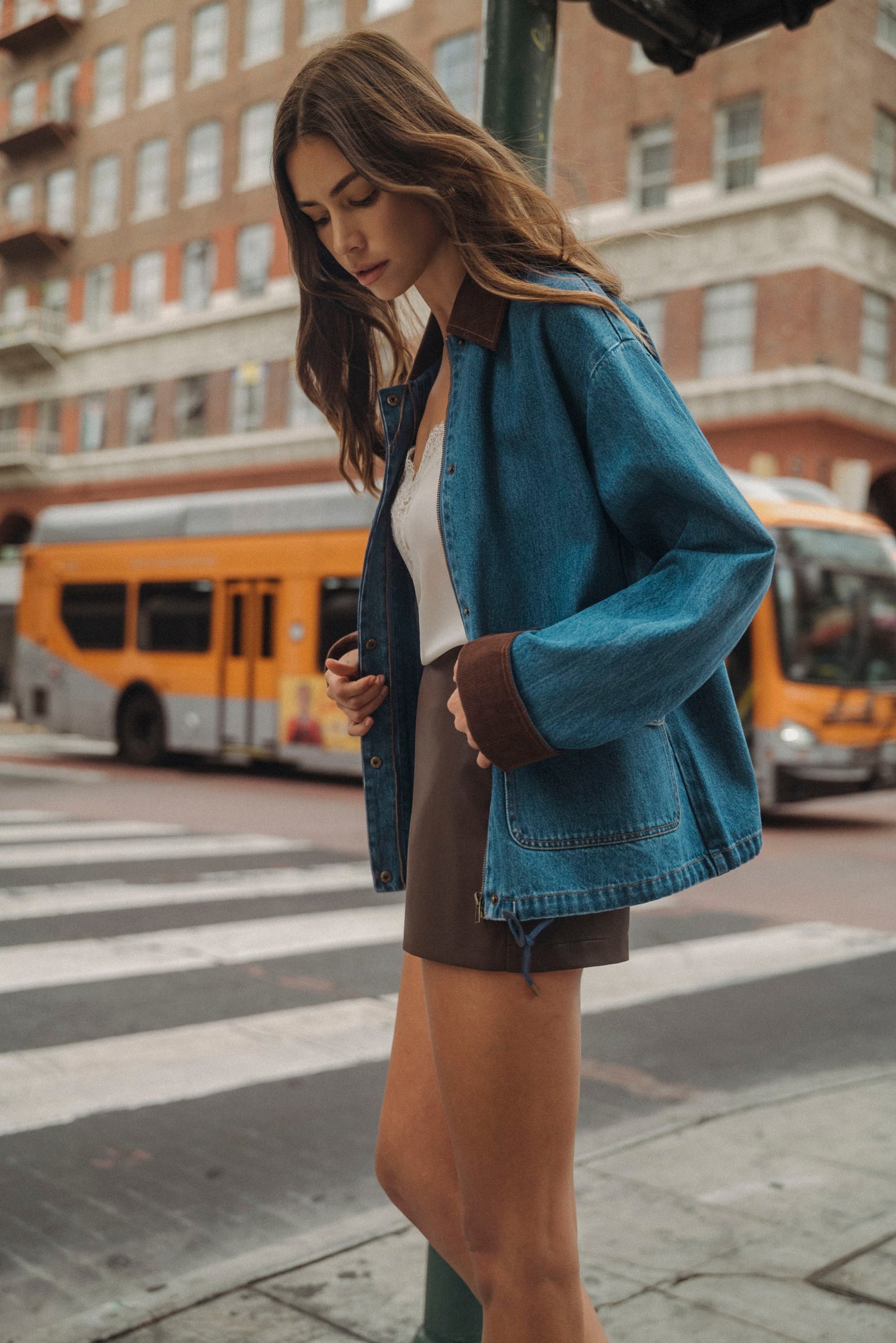 Contrast Collar Denim Jacket