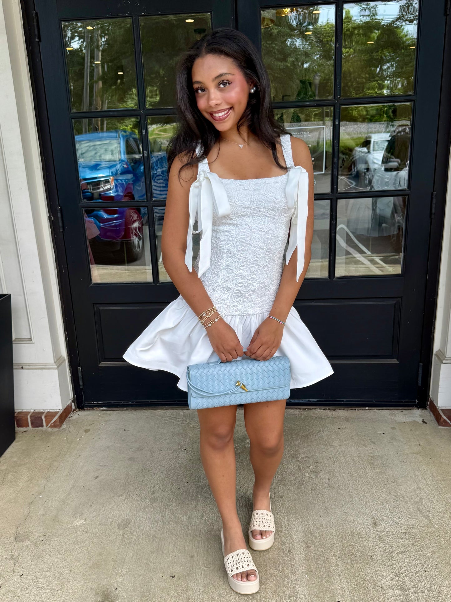 White Smocked Bow Mini