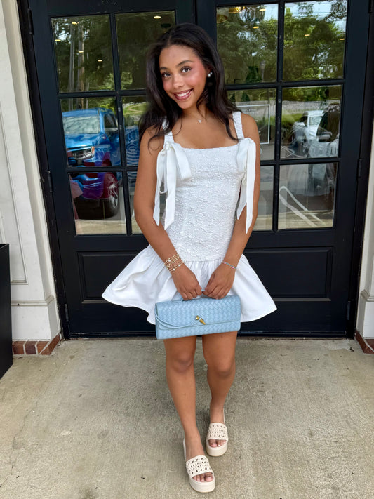 White Smocked Bow Mini