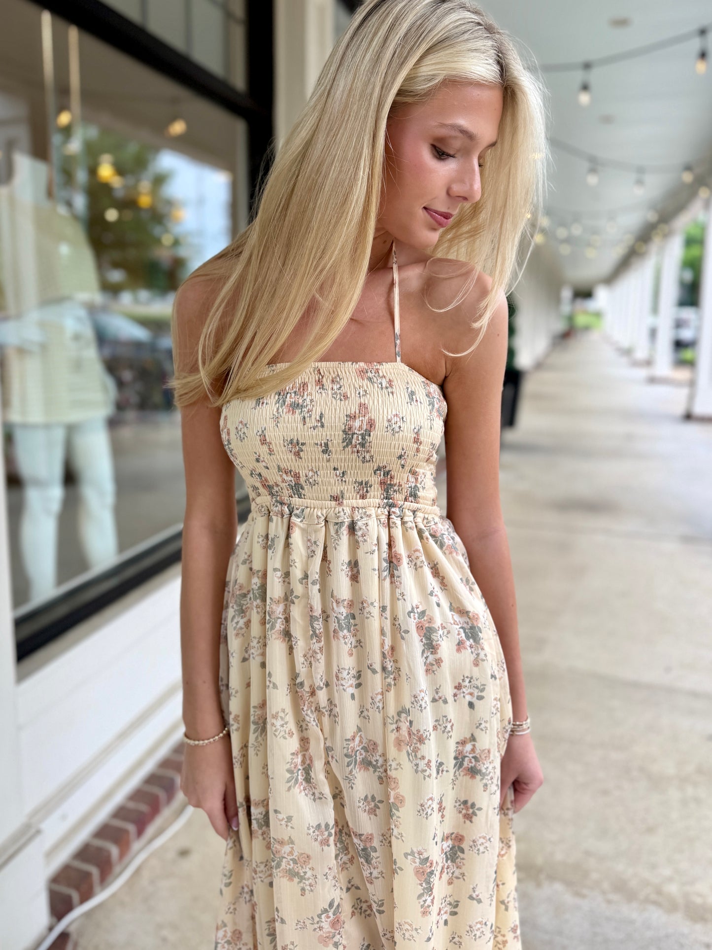 Sheer Floral Ladder Back Maxi