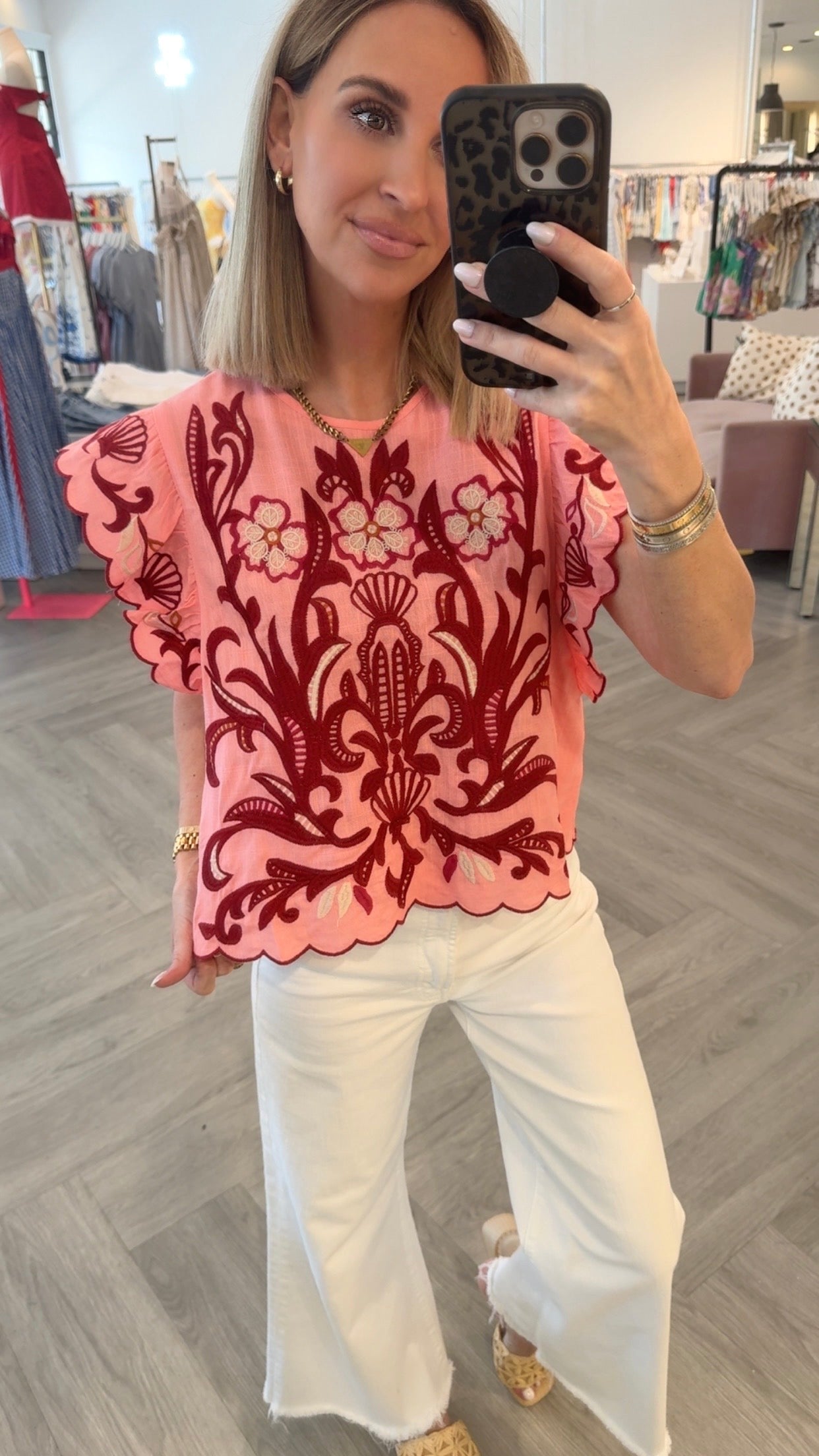 Pink Flutter Sleeve Top