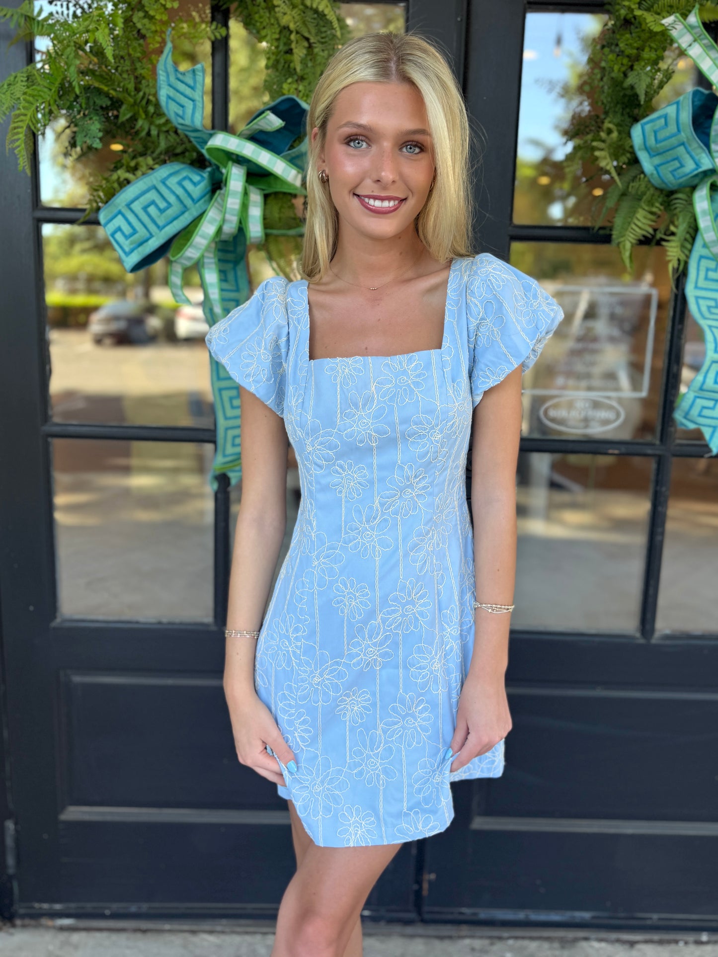 Embr. Puff Sleeve Mini
