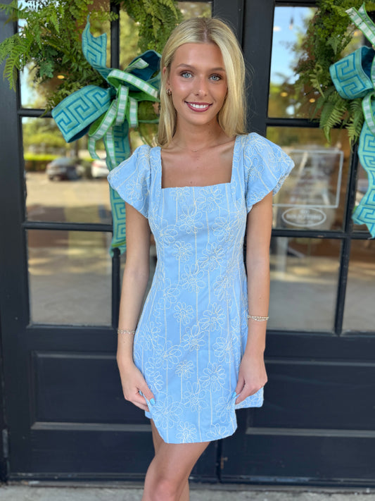 Embr. Puff Sleeve Mini