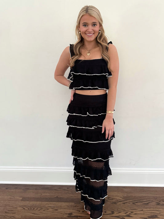 Black Tiered Ruffle Top